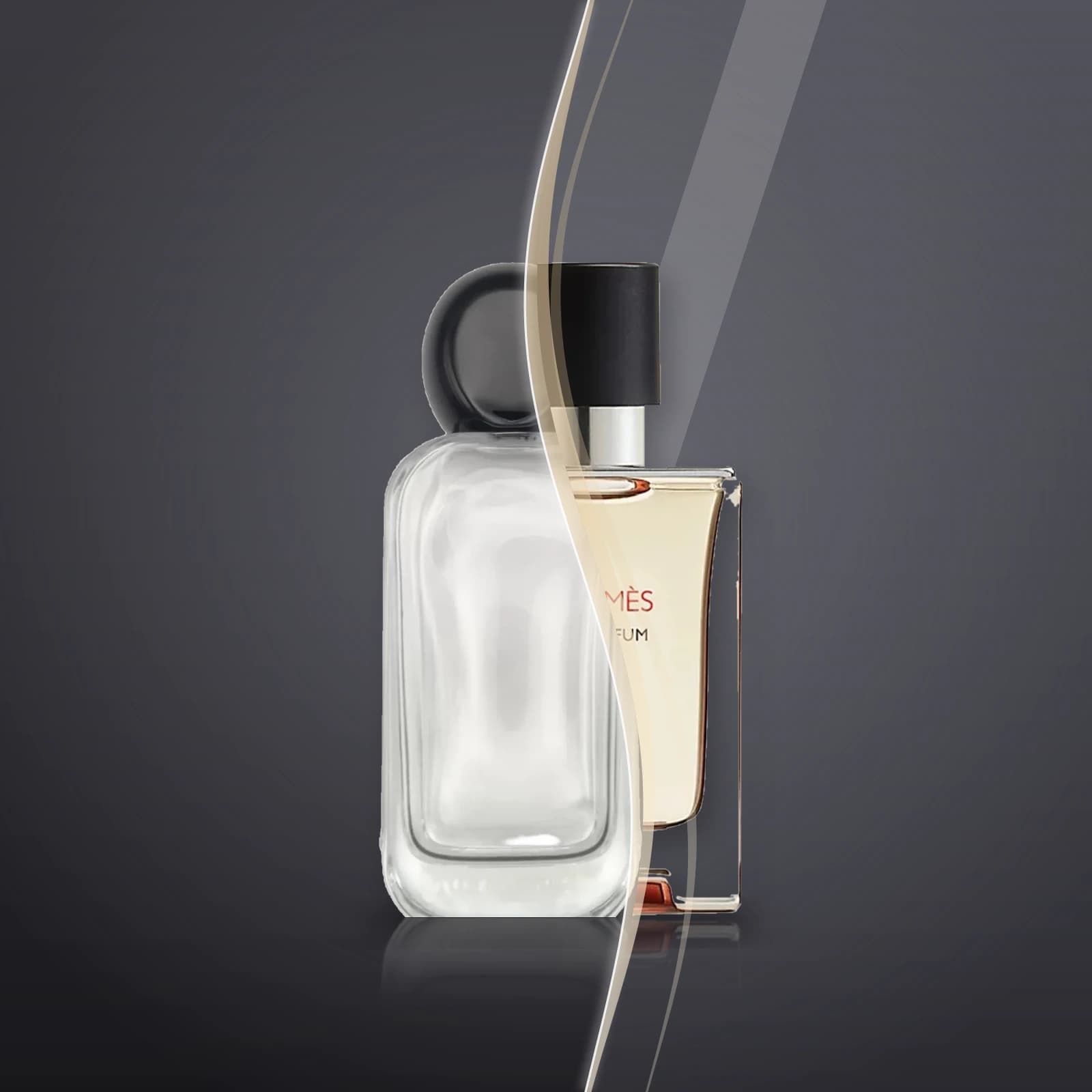 Shagaf's bottle and the original TERRE D'HERMES INTENSE EDP, blended into one picture
