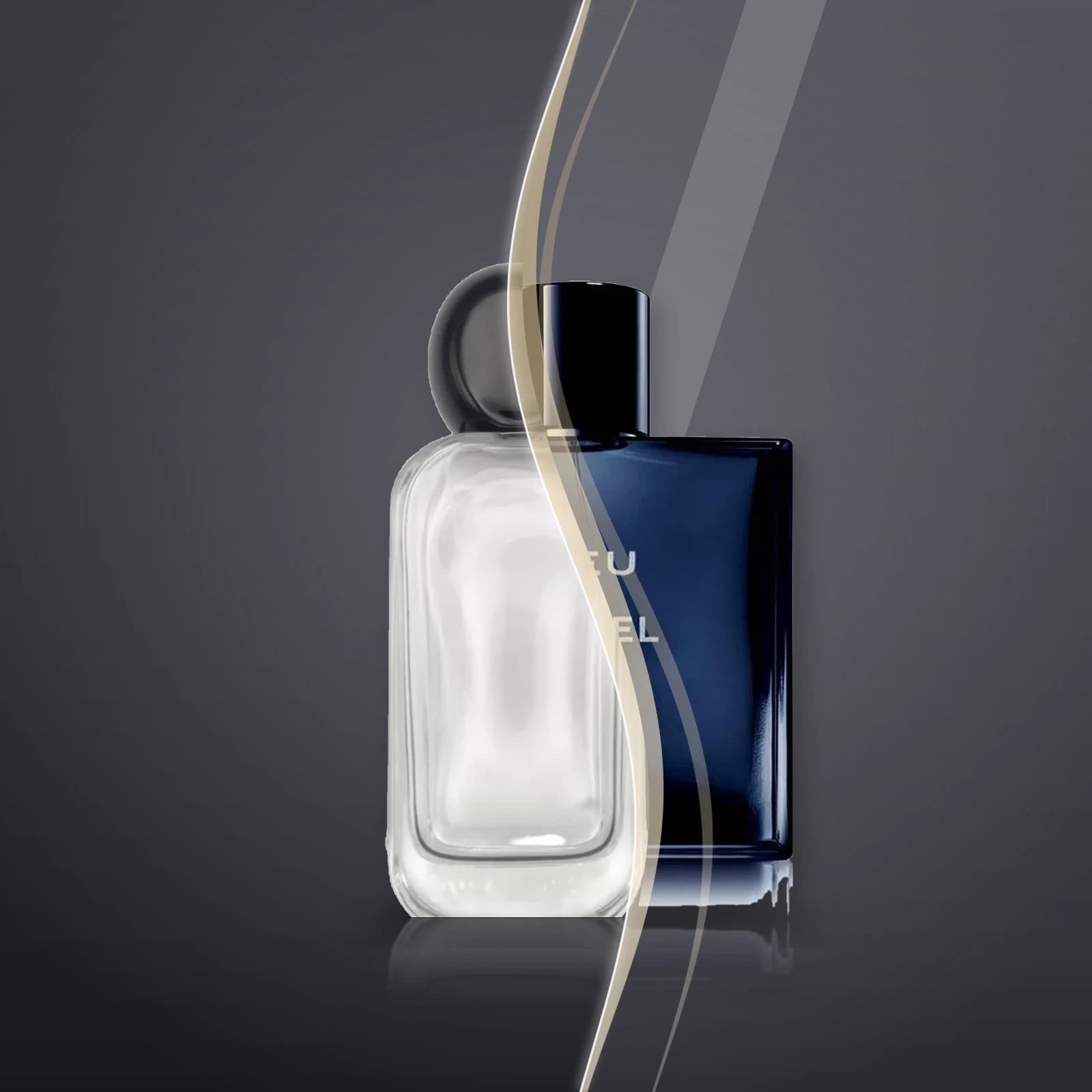 Shagaf's bottle and the original Bleu de Chanel, blended into one picture